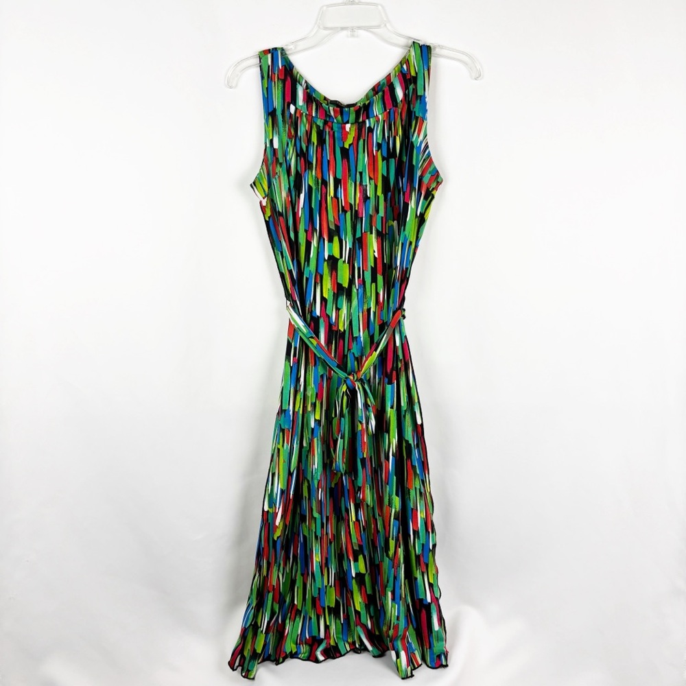 ILE New York Women Bold, Colorful Sleeveless Midi Dress - 10